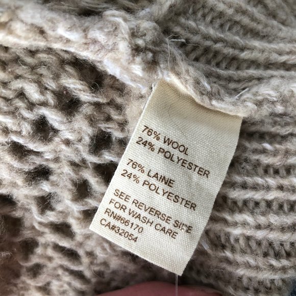 Free People Oversized Wool Open Crochet Cable Knit Cropped Cardigan Sweater Boho - Picture 8 of 9